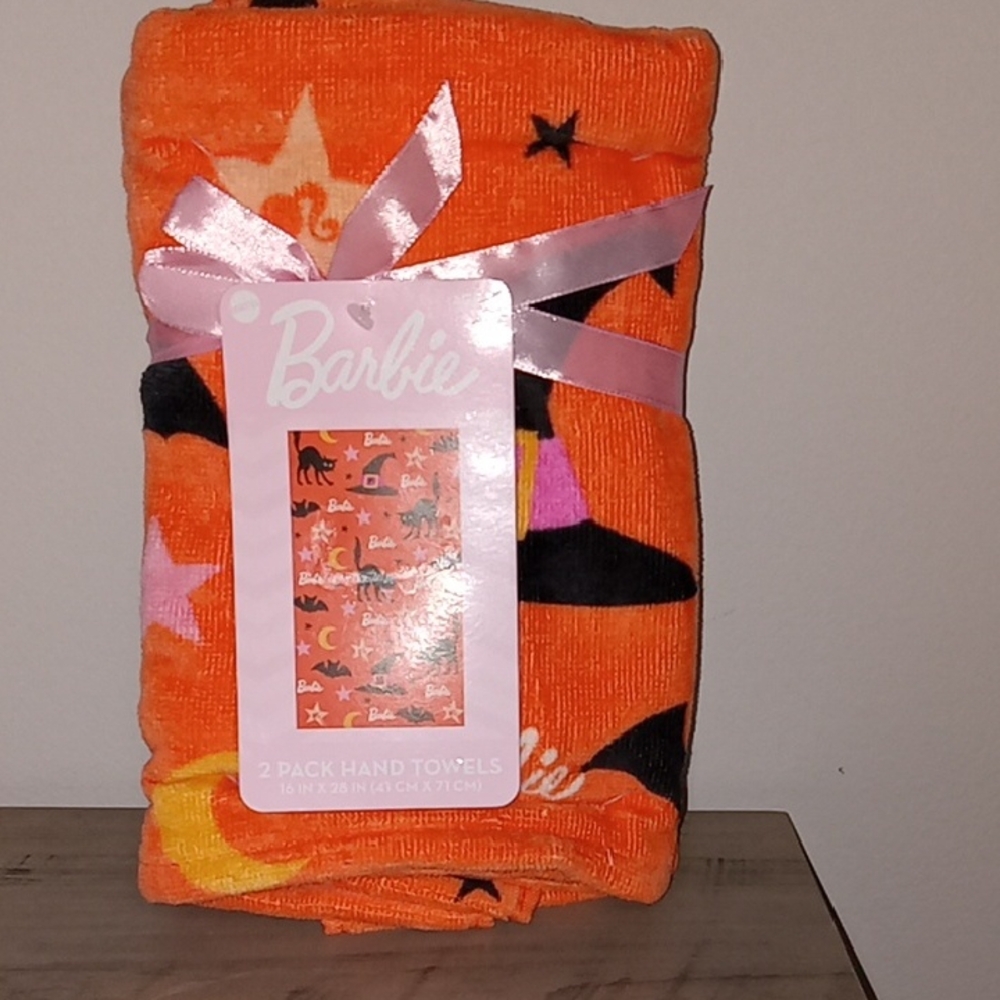 Barbie Halloween Hand Towel Set New 🧡🧡🧡🖤🐈‍⬛🐈‍⬛🐈‍⬛